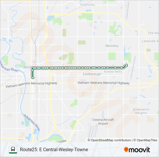 Mapa de ROUTE25: E CENTR de autobús