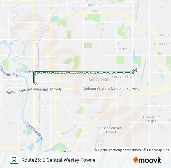 ROUTE25: E CENTR Bus Line Map