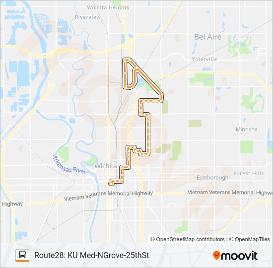 ROUTE28: KU MED- Bus Line Map