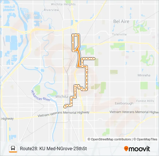 ROUTE28: KU MED- Bus Line Map