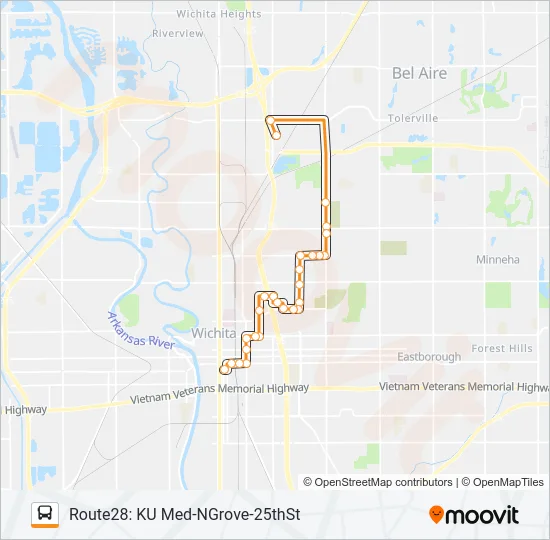 ROUTE28: KU MED- Bus Line Map