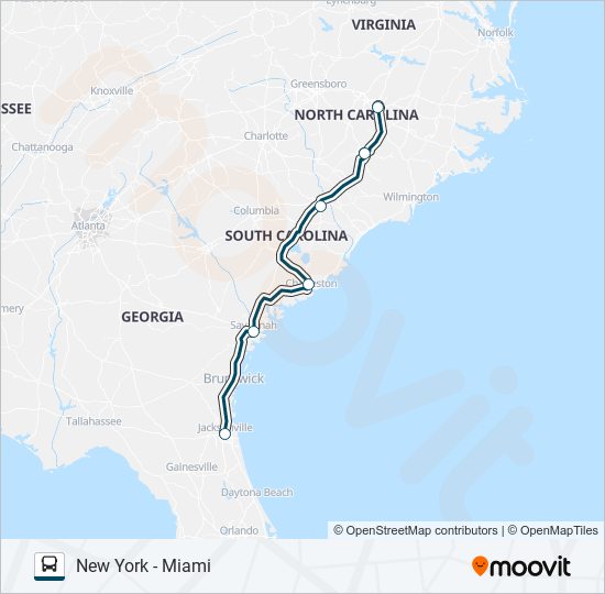 Mapa de GREYHOUND US0700 de autobús