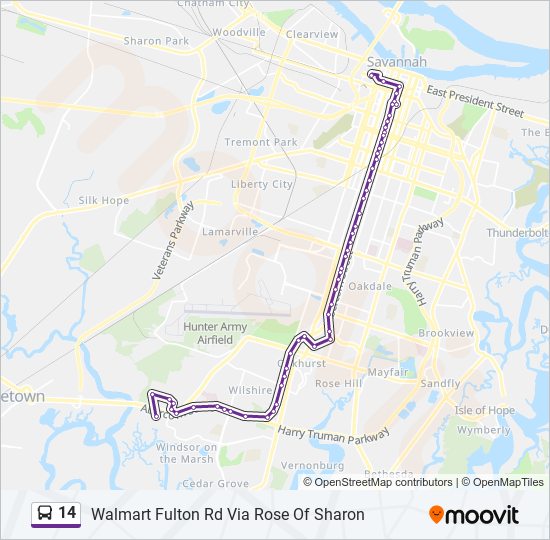 14 bus Line Map