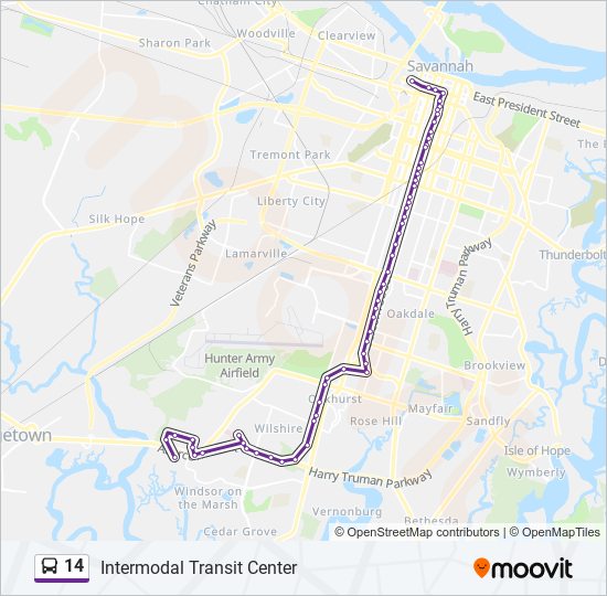 14 bus Line Map