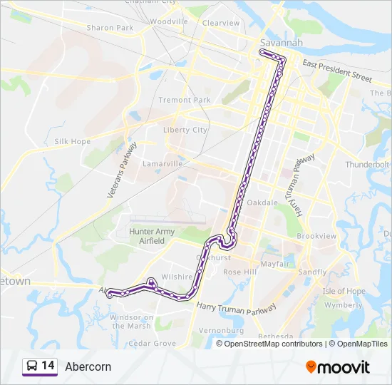 14 Bus Line Map