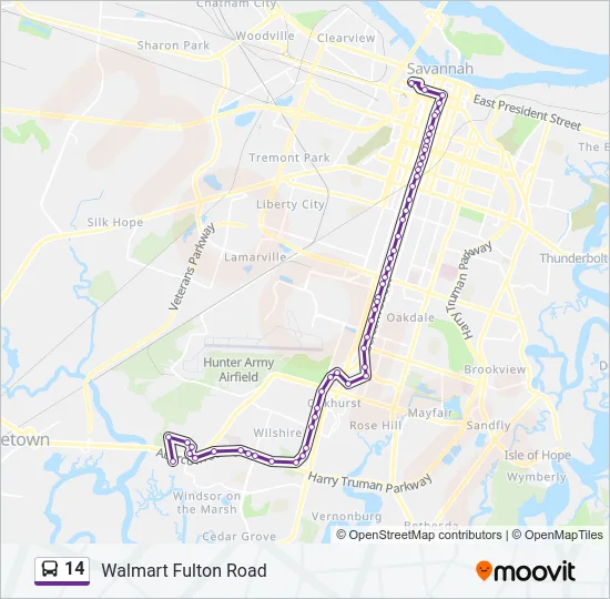 14 Bus Line Map