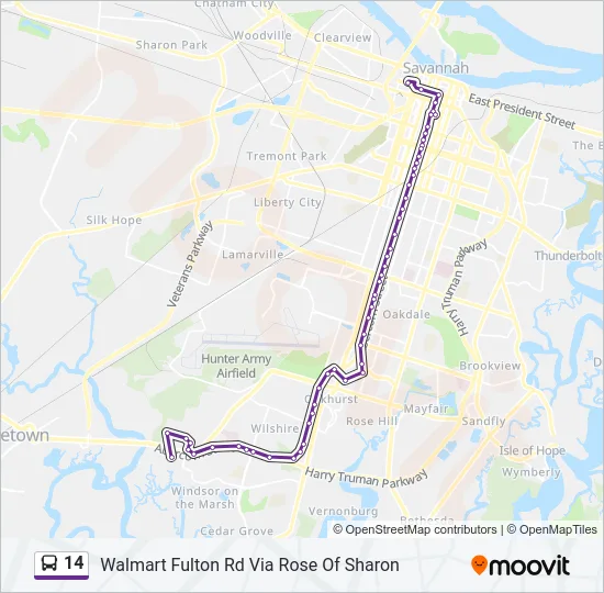 14 Bus Line Map