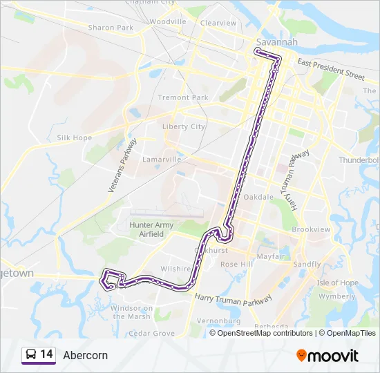 14 Bus Line Map