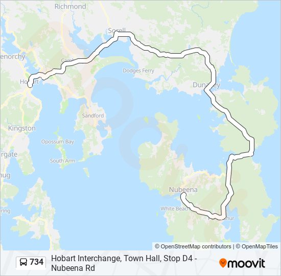 734 Route: Schedules, Stops & Maps - Hobart City (Updated)