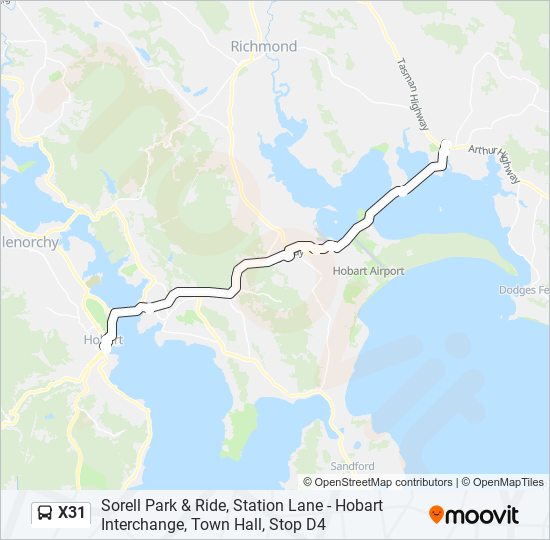 Mapa de X31 de autobús