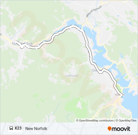 Mapa de X23 de autobús