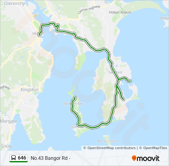 Hobart Bus Routes Map 646 Route: Schedules, Stops & Maps - Hobart City (Updated)