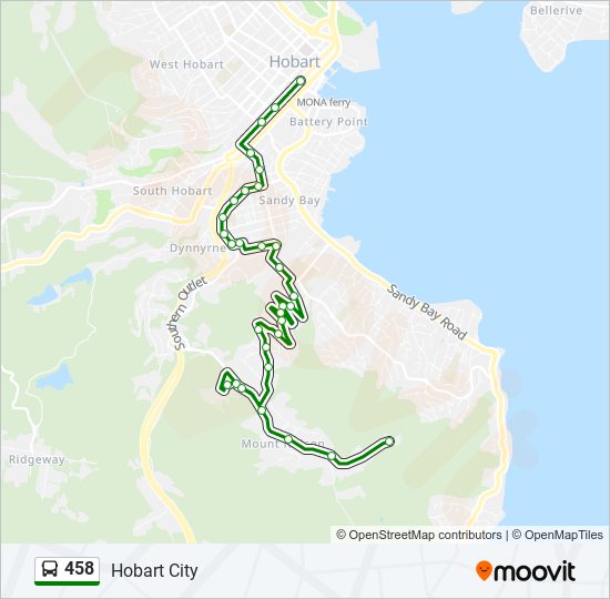 Hobart Bus Routes Map 458 Route: Schedules, Stops & Maps - Hobart City (Updated)