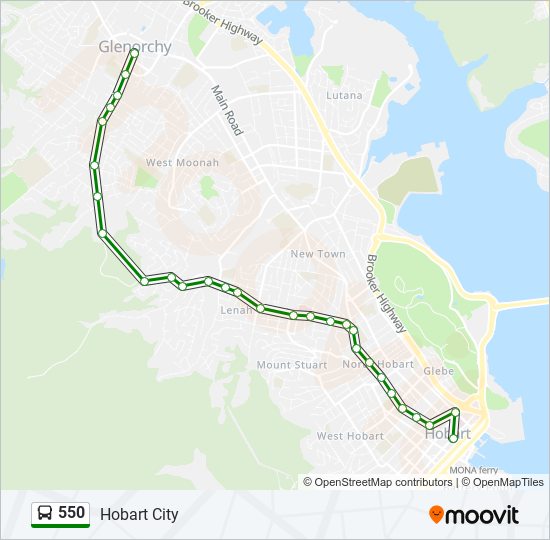 550 Route: Schedules, Stops & Maps - Hobart City (Updated)