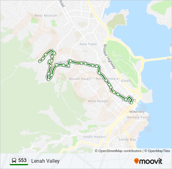 B68 Bus Route Map 553 Route: Schedules, Stops & Maps - Lenah Valley (Updated)