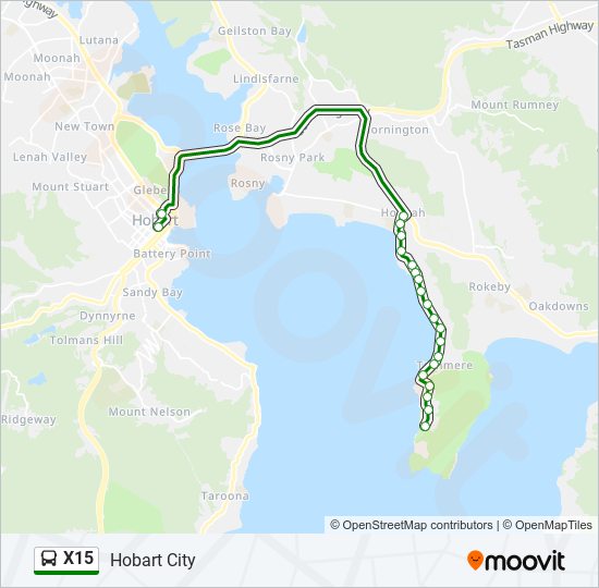 Mapa de X15 de autobús