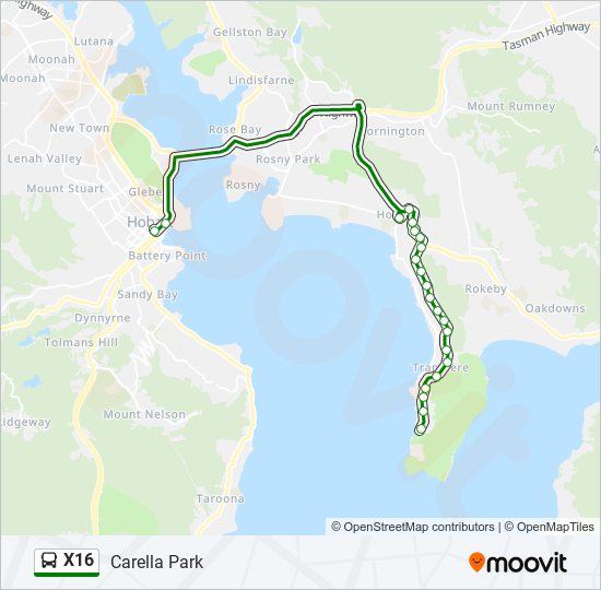 X16 bus Line Map