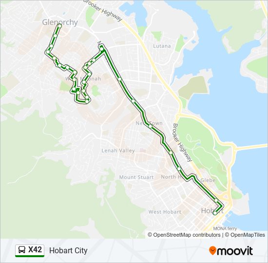 Mapa de X42 de autobús