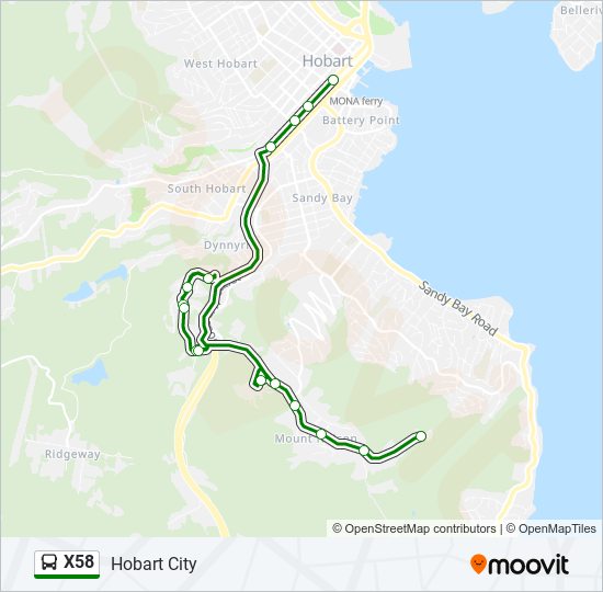 Mapa de X58 de autobús