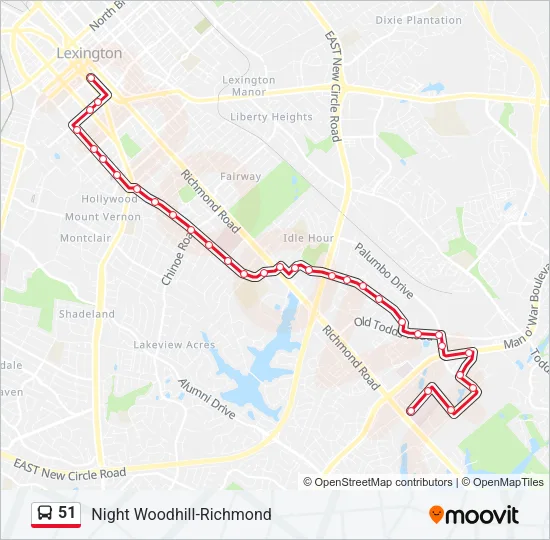 51 Bus Line Map
