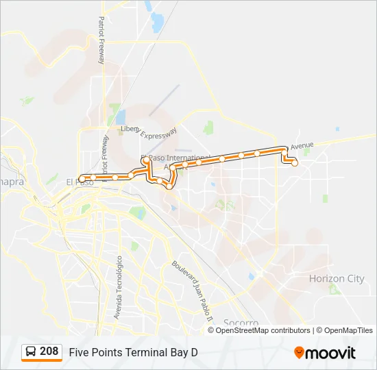 208 Bus Line Map