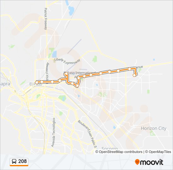 208 bus Line Map