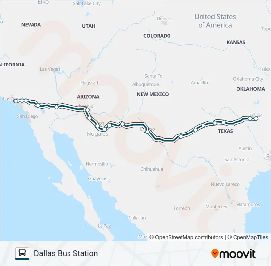 GREYHOUND US1000 Bus Line Map