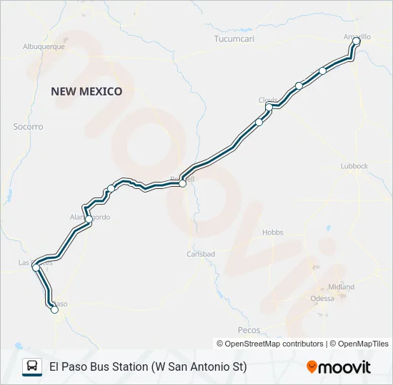 GREYHOUND US1190S Bus Line Map