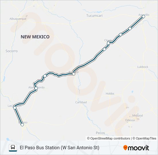 GREYHOUND US1190S Bus Line Map