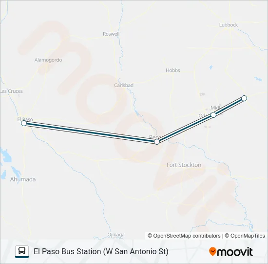 GREYHOUND US1000E Bus Line Map