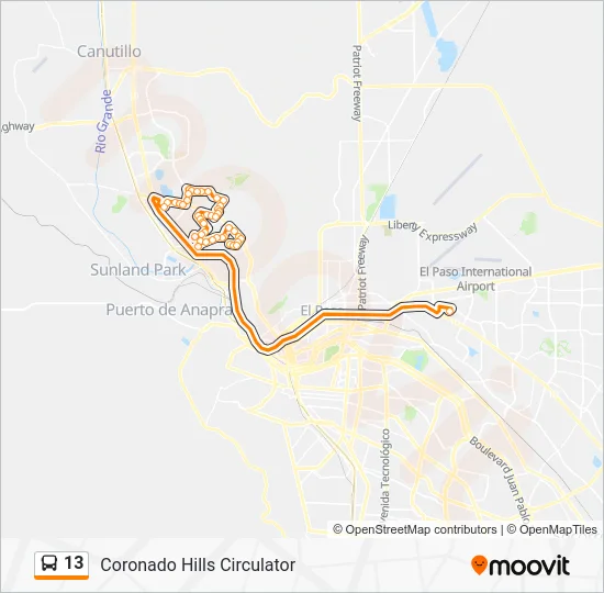 13 Bus Line Map