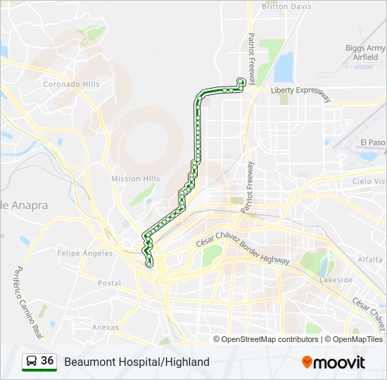 36 bus Line Map