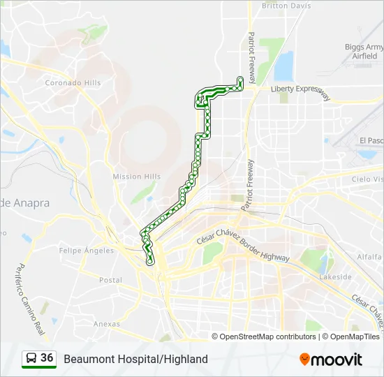 36 Bus Line Map