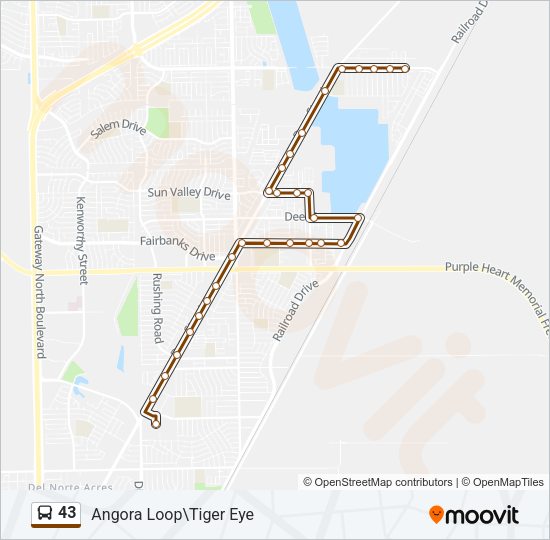 43 Bus Line Map