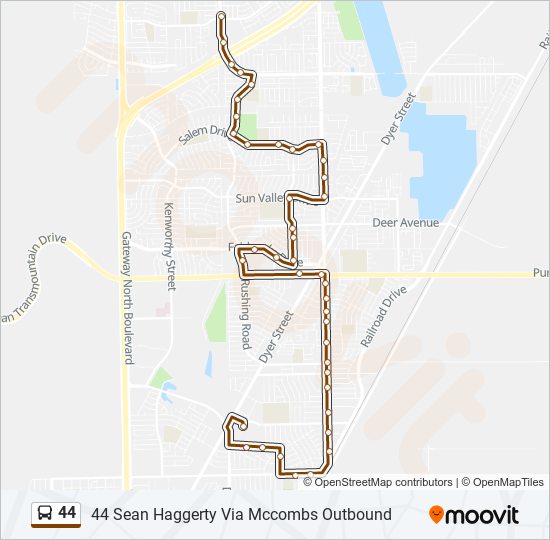 44 Route Schedules Stops Maps 44 Sean Haggerty Via Mccombs Outbound