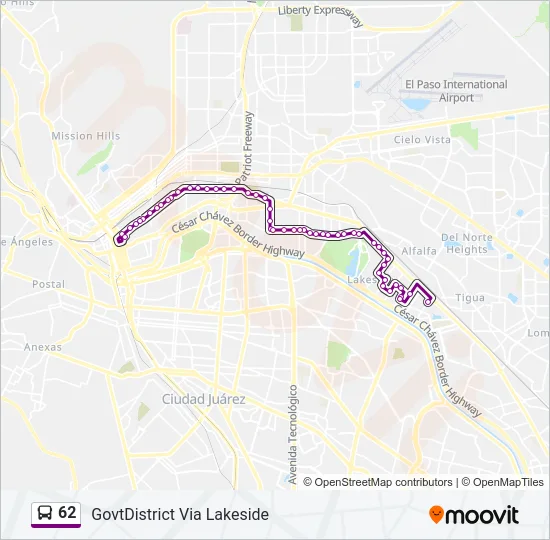 62 Bus Line Map