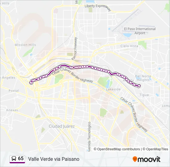 65 Bus Line Map