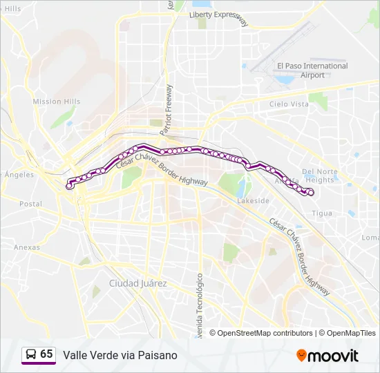 65 Bus Line Map