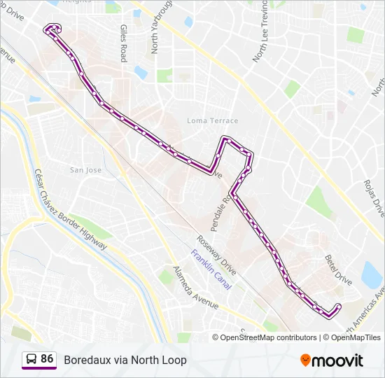 86 Bus Line Map