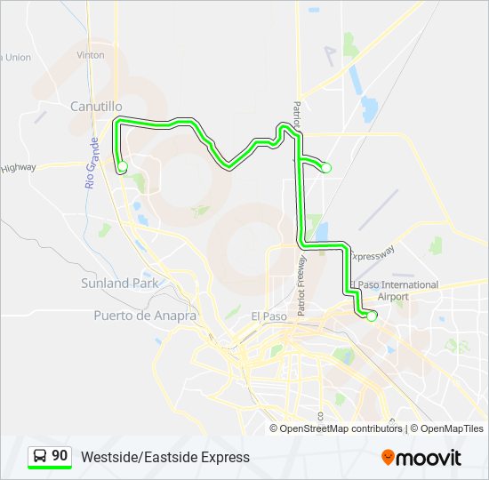 90 bus Line Map