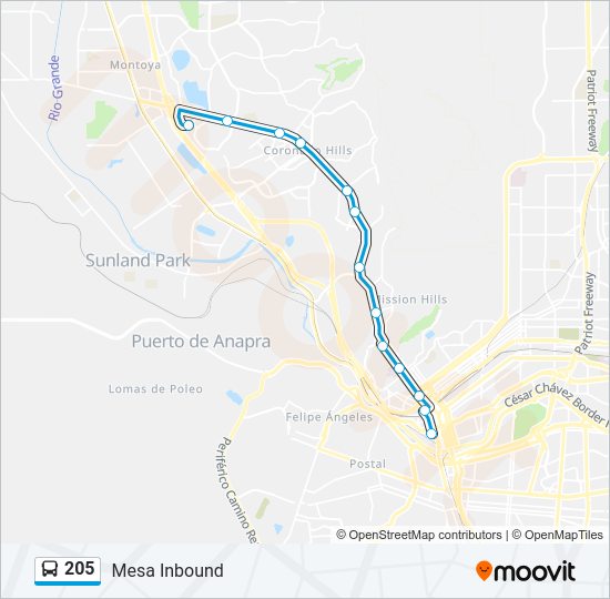 205 Bus Line Map