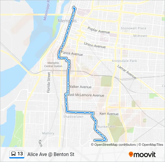 13 Bus Line Map