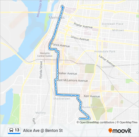 Mapa de 13 de autobús