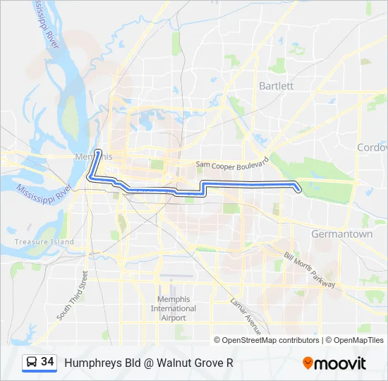 34 Bus Line Map