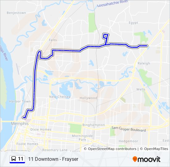 197 Bus Schedule 2022 11 Route: Schedules, Stops & Maps - 11 Downtown - Frayser (Updated)