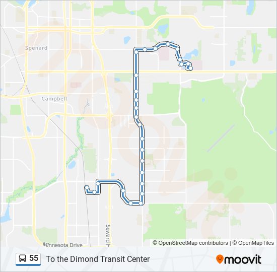 55 bus Line Map