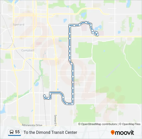 55 Bus Line Map