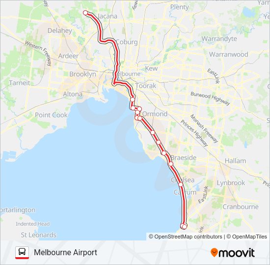 FRANKSTON - MELBOURNE AIRPORT Bus Line Map