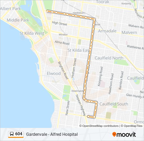 Mapa de 604 de autobús