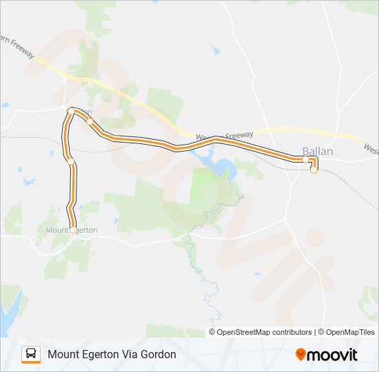 MOUNT EGERTON VIA GORDON bus Line Map
